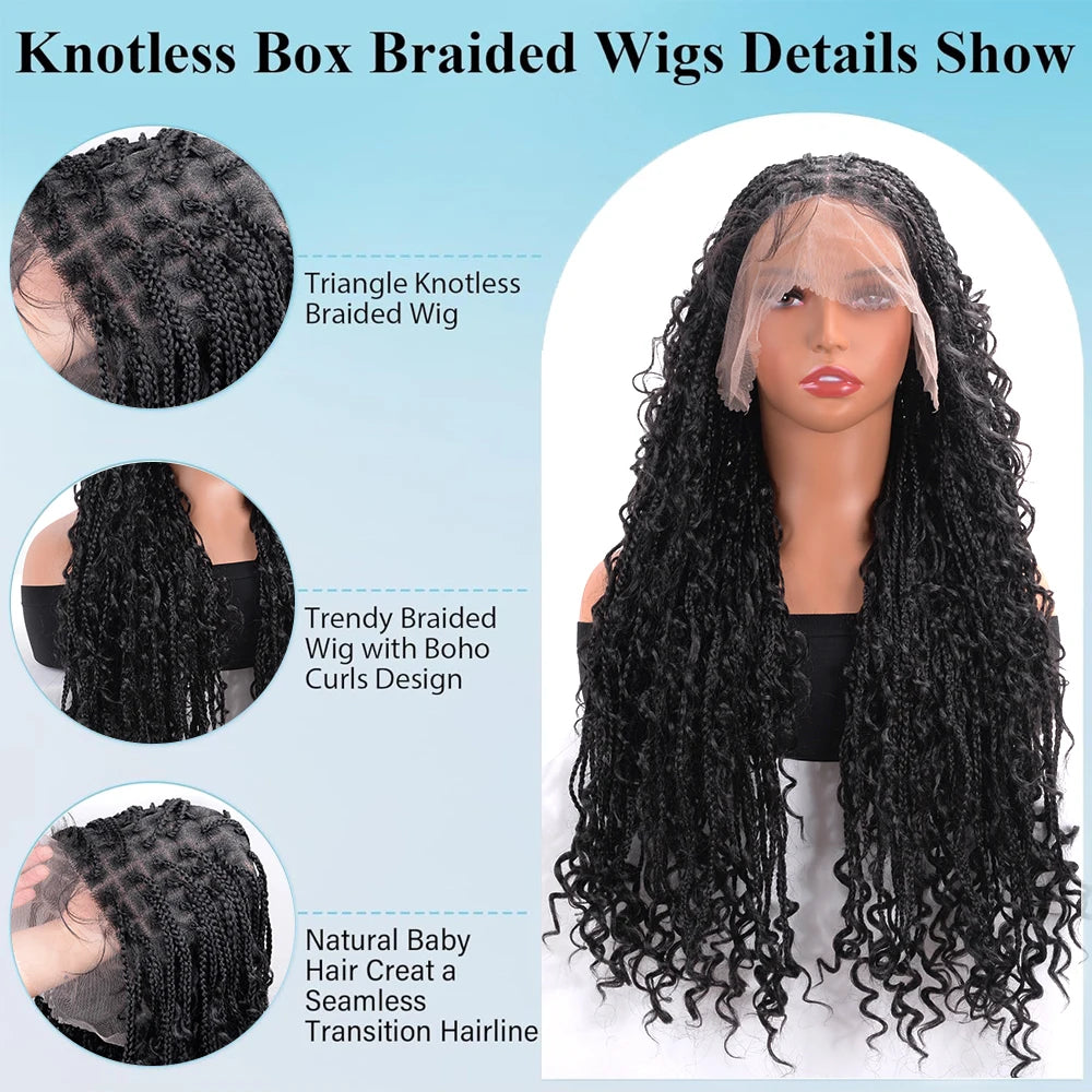 Bohemian Box Braids Full Lace Wig | Knotless | Twist Braids | Synthetic Lace Front - Luxegan