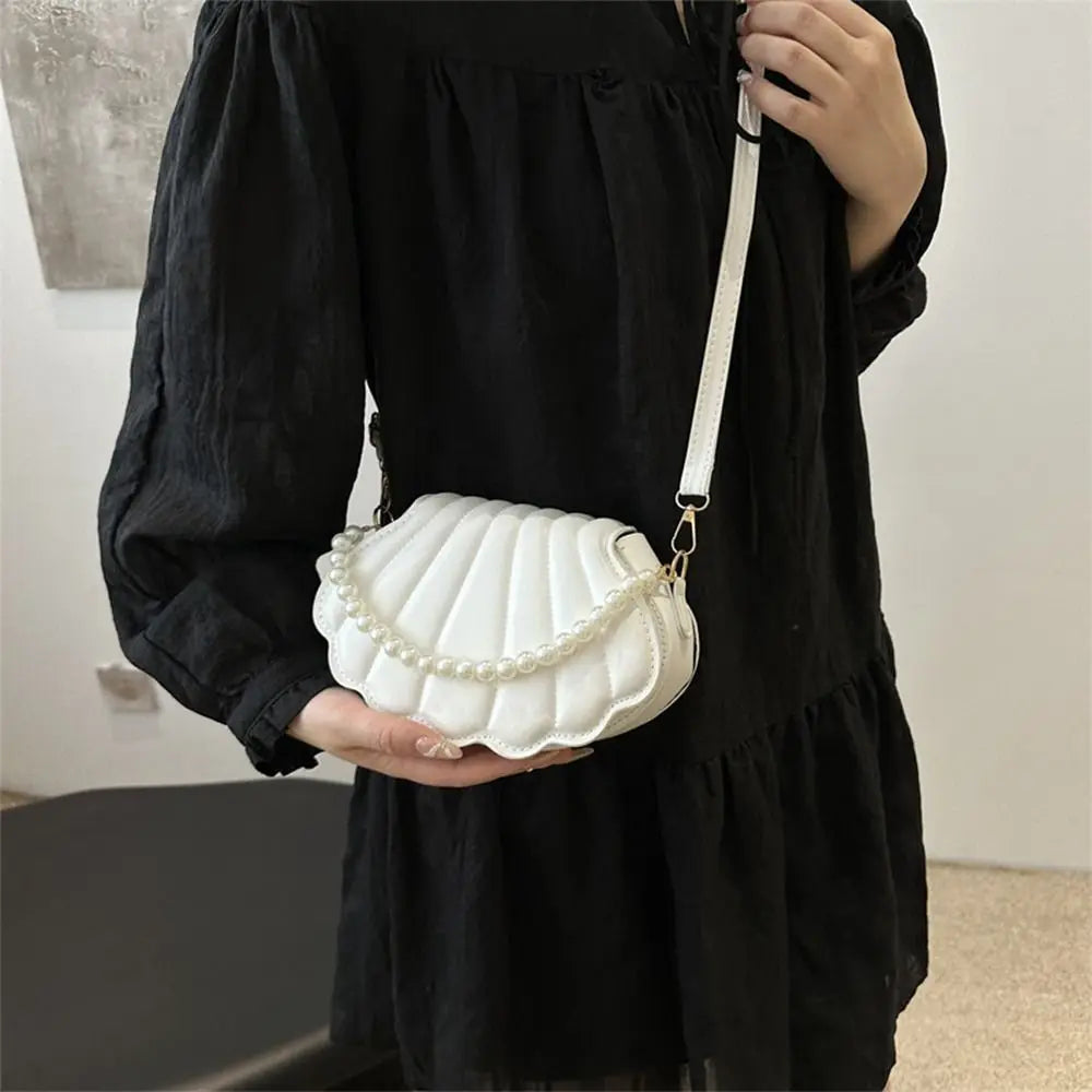 Soft TPU Minimalist Shell Bag | Cute Pearl Decorated Shoulder & Crossbody Bag Luxegan
