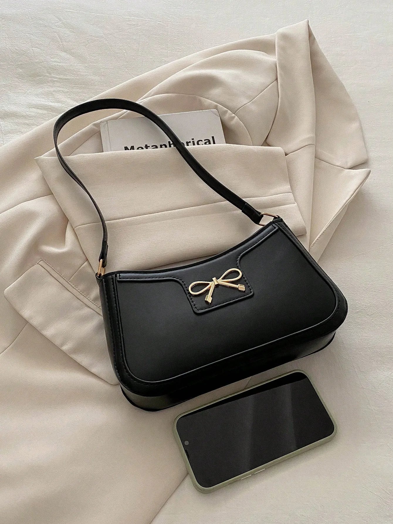 New Autumn/Winter Commuting Shoulder & Under-Arm Bag for Women | Korean Fashion Crossbody Handbag with Bow Decoration Luxegan