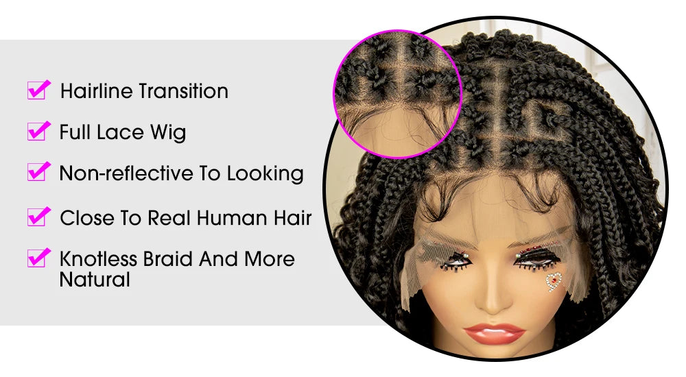 14" Burgundy Box Braids Wig | Full Lace | Kanekalon Fiber | Boho Braids | For Women - Luxegan