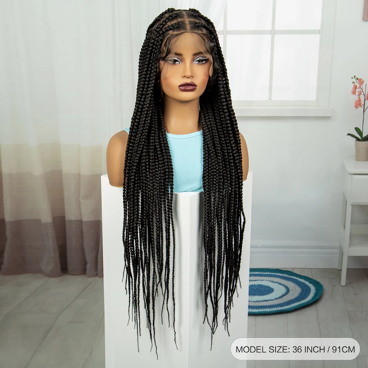 36" Knotless Box Braids Wig | Full Lace | Baby Hair | Natural Look Luxegan