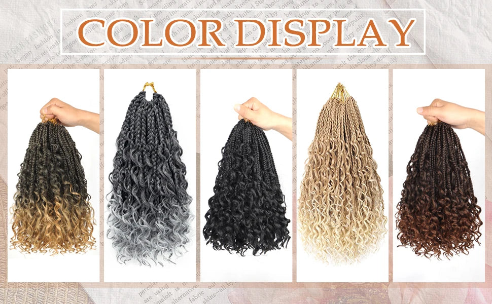 8 Packs 12" Goddess Box Braids Crochet Hair | Boho Braids with Curl Ends Luxegan