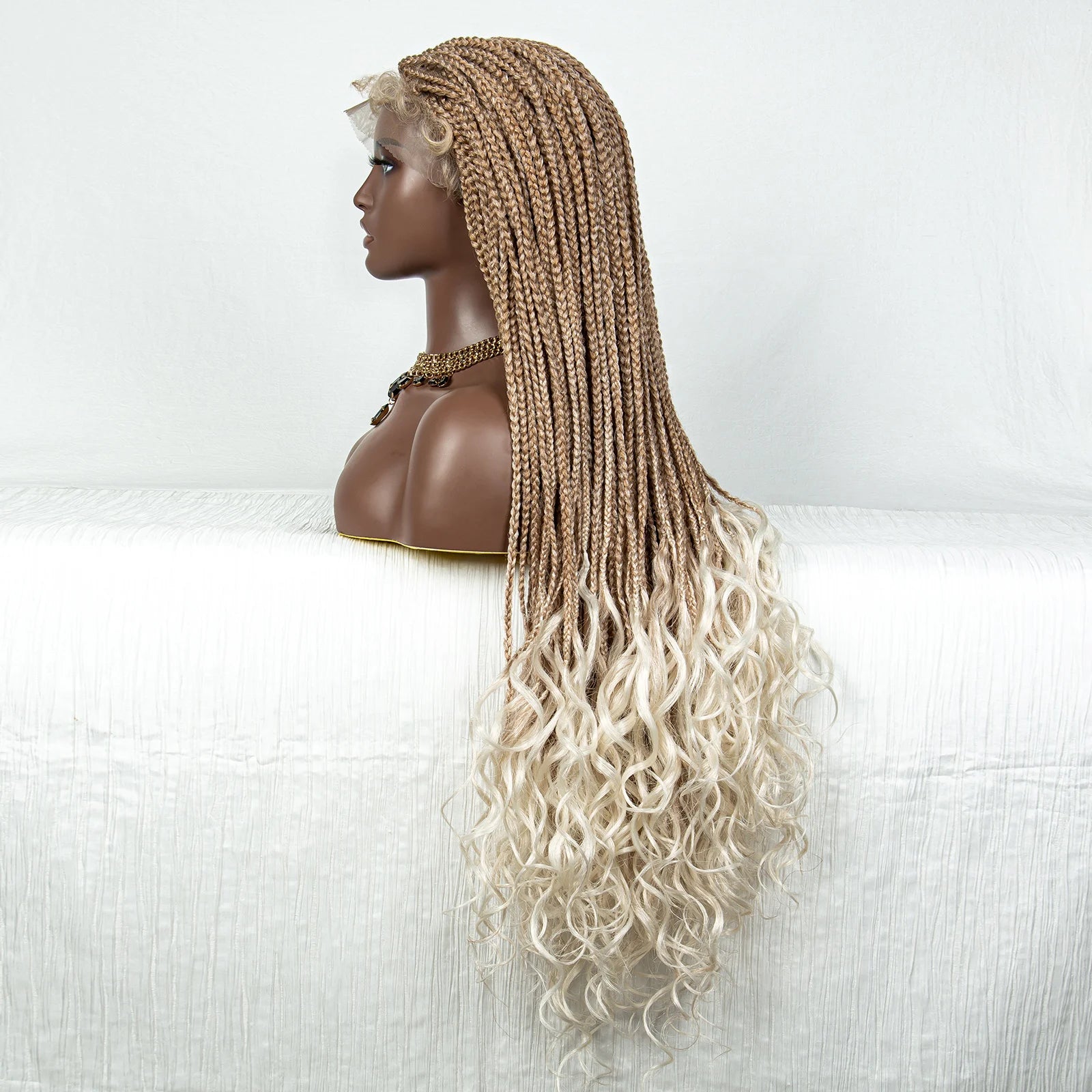 36" 613 Blonde Braided Wig | Lace Front | Baby Hair | Colored Braids Luxegan