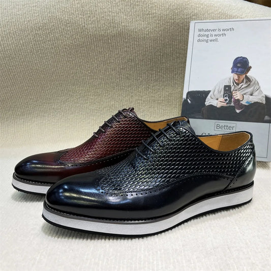 Men's Handcrafted Full Grain Leather Loafers | Sophisticated Cap Toe Oxford Casual Shoes | Elegant "Full Grain Calfskin" Silhouette | "Dignified" Breathable Flat Sneakers for Radiant Versatile Daily & Office Wear Luxegan