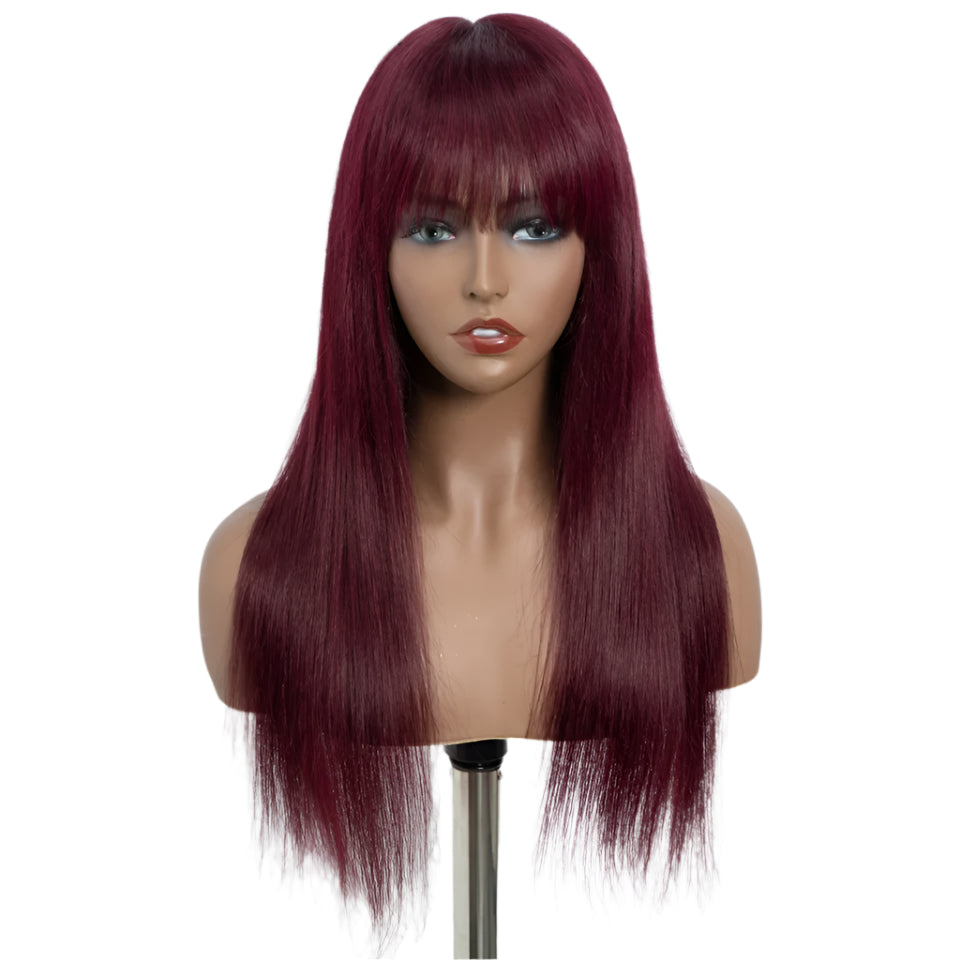 Rebecca P4/30/2T Highlight Straight Wig | Glueless Human Hair with Curtain Bangs Luxegan
