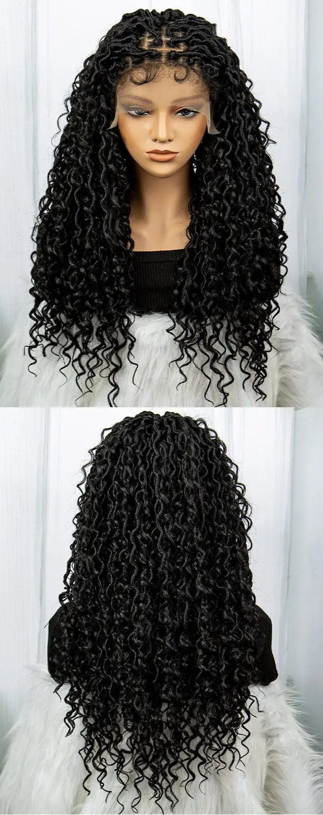 Burgundy Goddess Faux Locs Wig with Curly Ends | Crochet Twist Braids | Baby Hair Luxegan