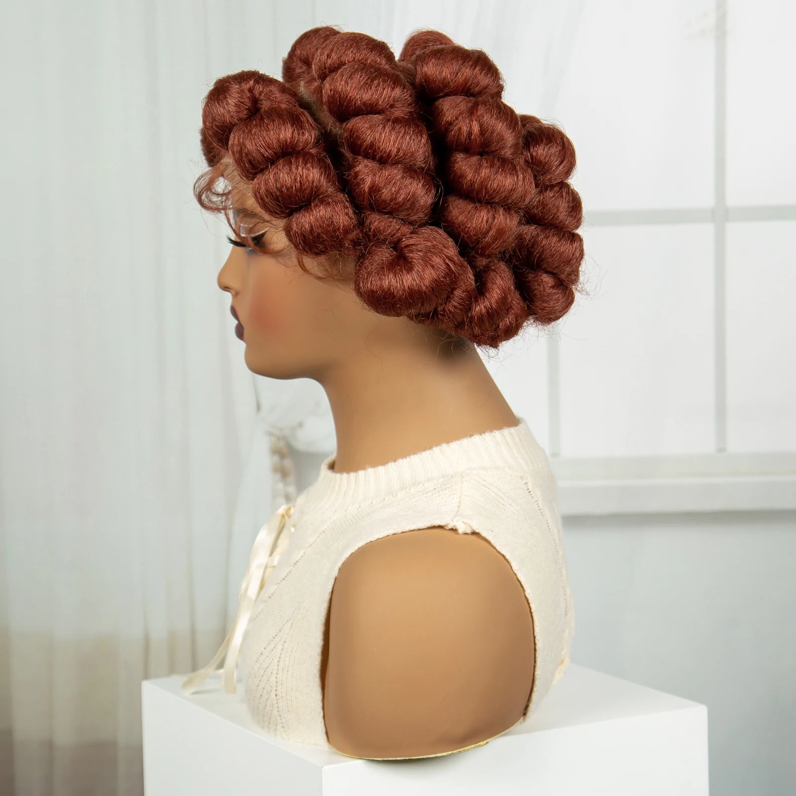 6" Short Bantu Knotless Braids Wig | 1B/30 Ombre | Full Lace Luxegan