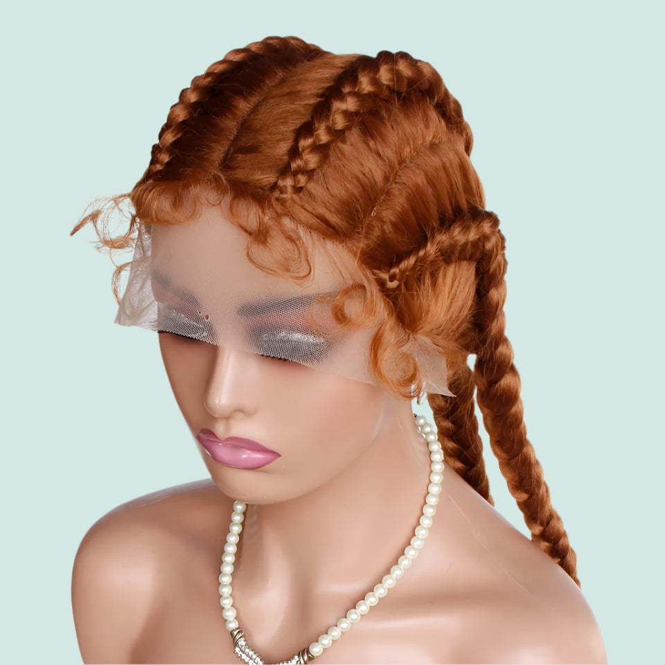 99J Burgundy Box Braids Wig | 360 Lace Braided Wig | 4 Braids | Synthetic Hair