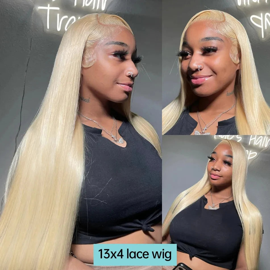 613 Platinum Blonde Straight HD Lace Wig | Sophisticated 13x6 & 13x4 Transparent Frontal | Elegant "Brazilian Remy" 26+ Inch Silhouette | "Dignified" Pre-Plucked Human Hair for Radiant Versatile Styling Luxegan