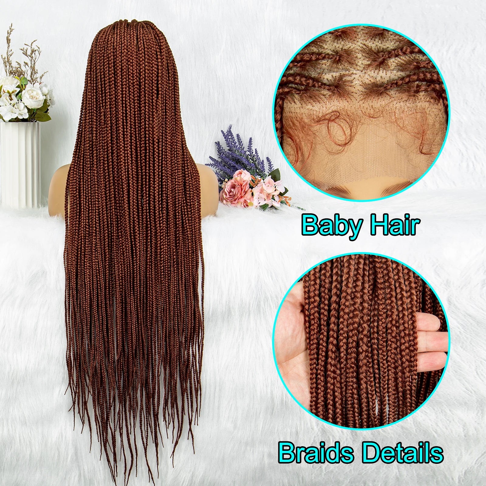 HD Full Lace Knotless Box & Cornrow Braided Wig | Transparent Lace | Synthetic Crochet Braids for Black Women Luxegan