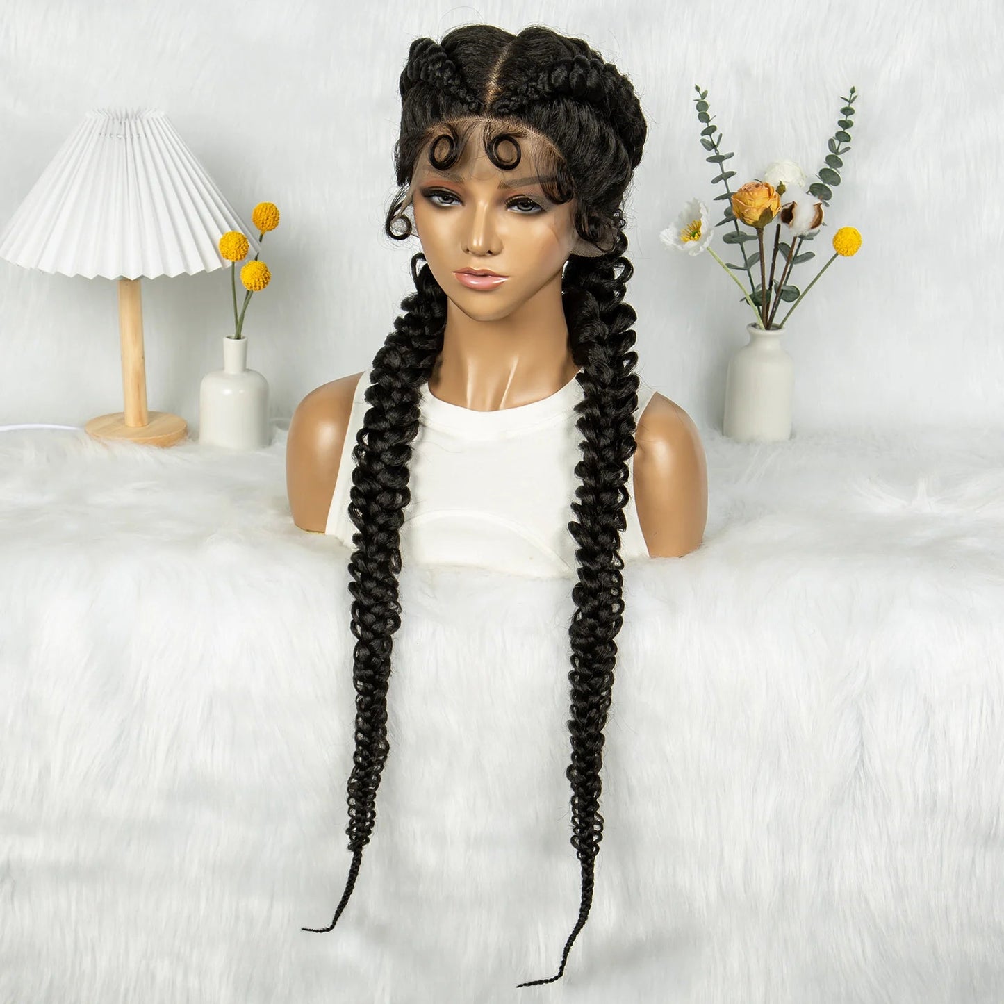 36" Twisted Braids Lace Front Wig | 13x1 | Senegalese Twist | Baby Hair | Handmade Synthetic Braids Luxegan