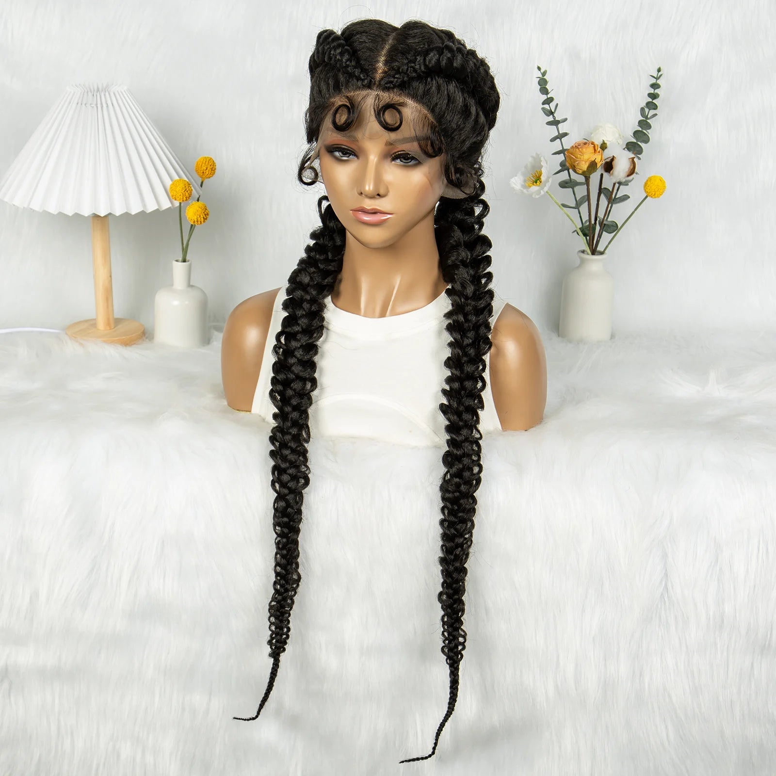 36" Twisted Braids Lace Front Wig | 13x1 | Senegalese Twist | Baby Hair | Handmade Synthetic Braids Luxegan