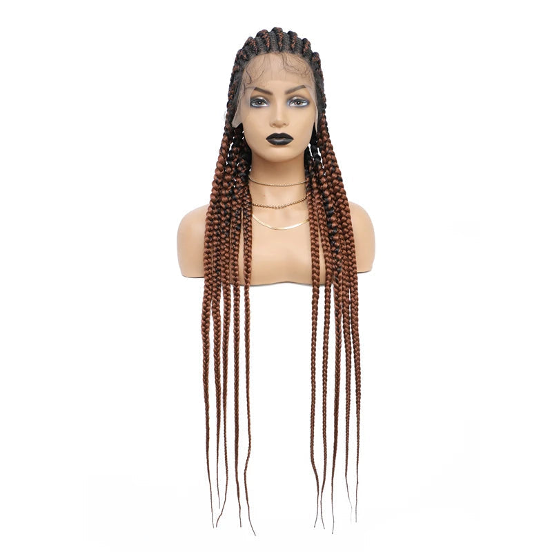 36" Blonde Goddess Braids Wig | Jumbo Plaits | Full Lace Front | Knotless | Handmade Luxegan