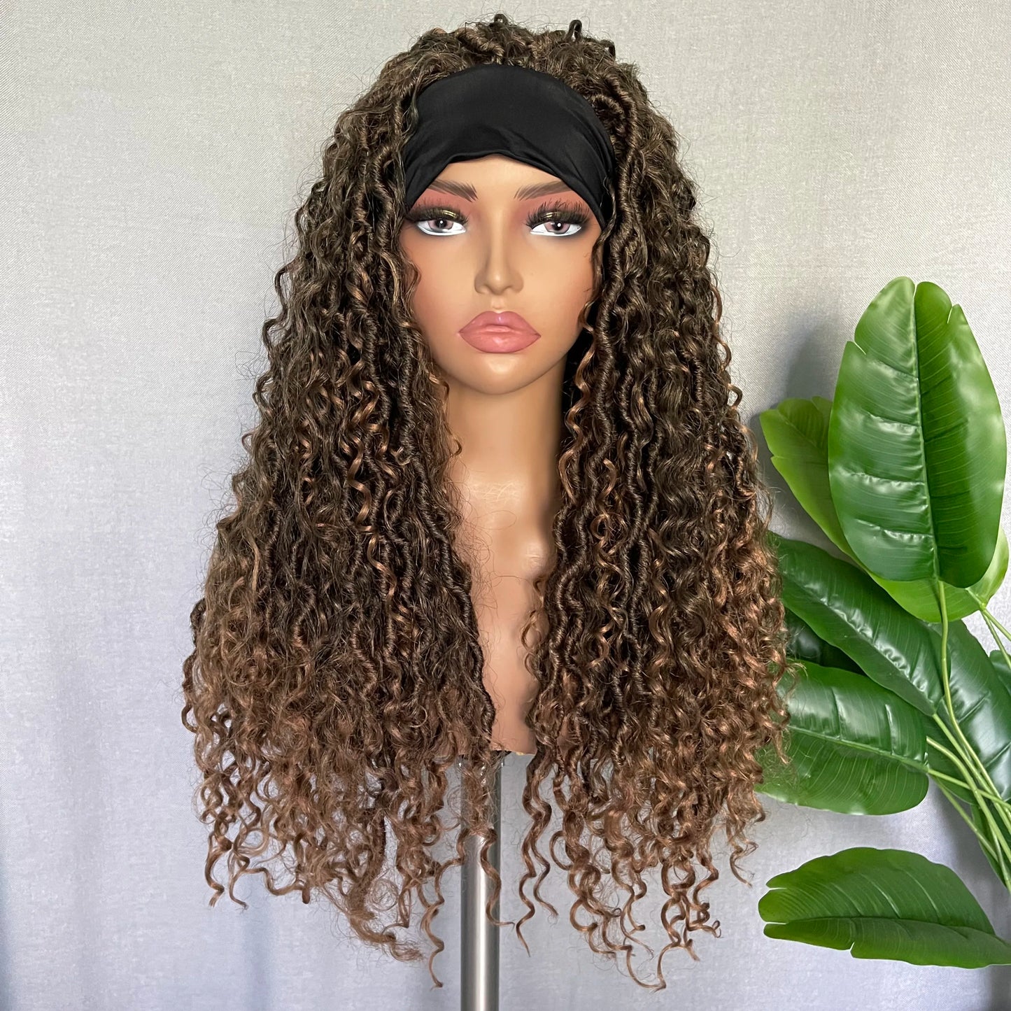 Goddess Faux Locs Headband Wig | 24" Afro Kinky Curly Passion Twist | Synthetic Braided Wig | Black Women