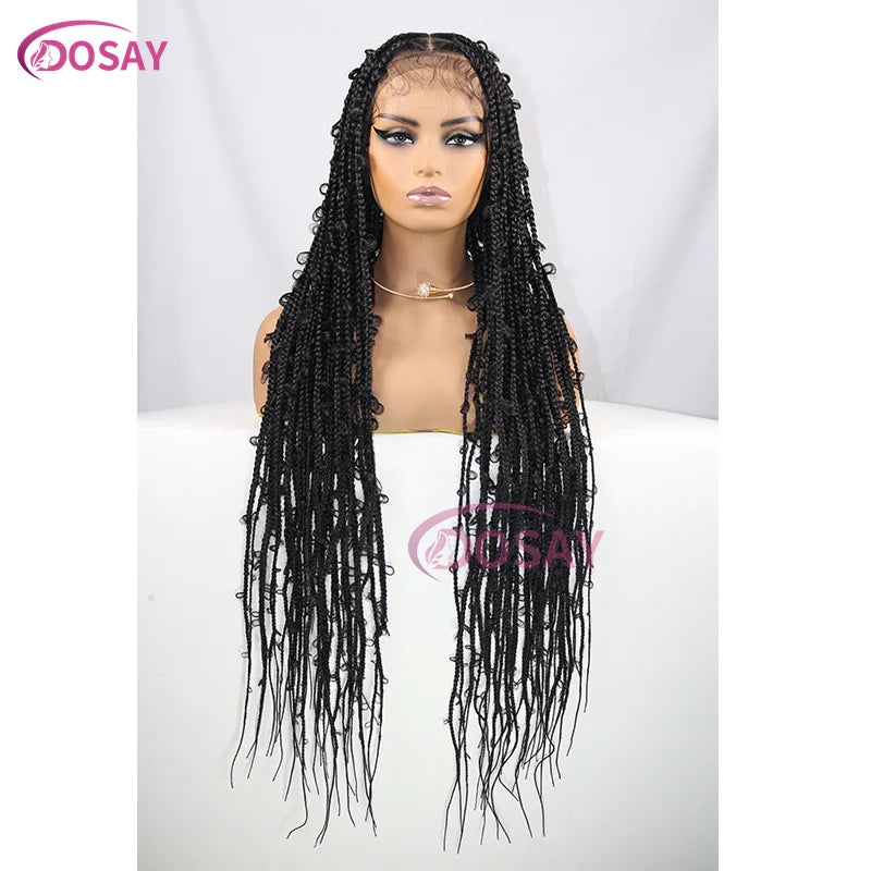 36" Butterfly Braids Wig | 613 Blonde & Burgundy Accents | Full Lace | Goddess Locs & Box Braids Luxegan