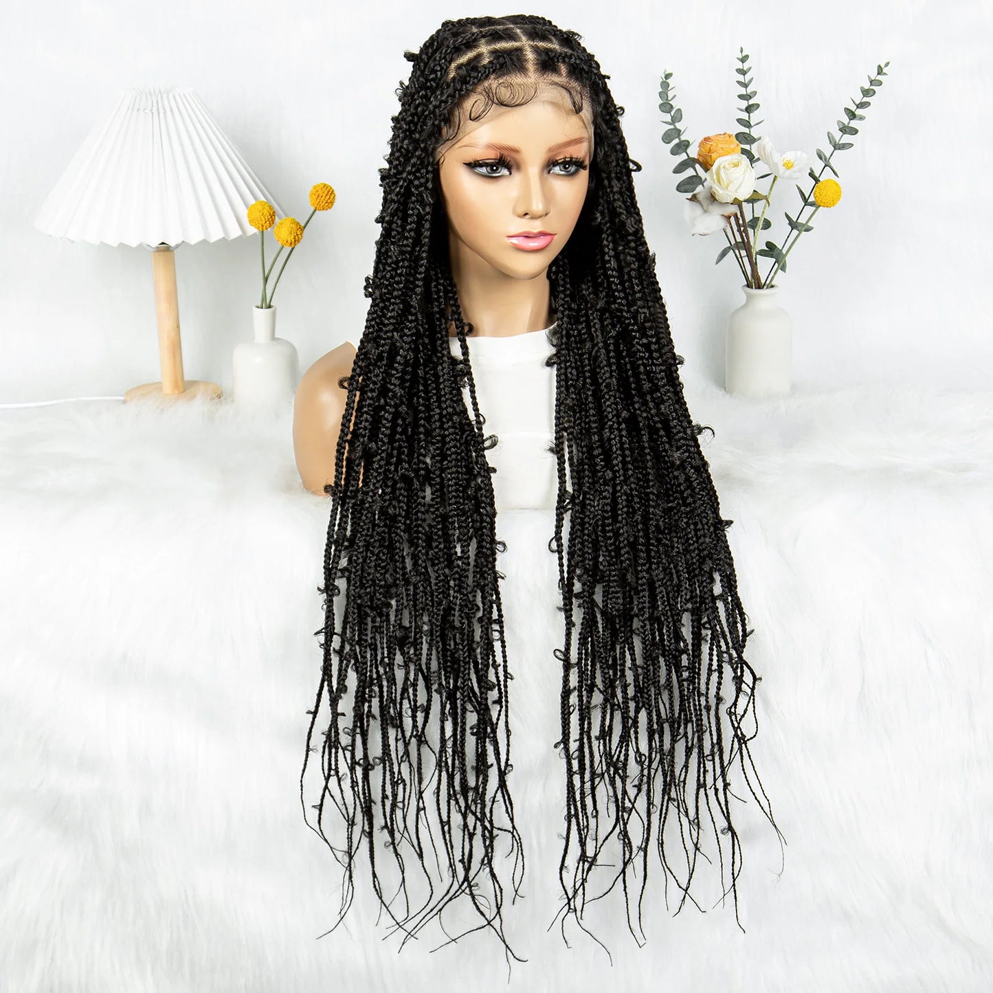Kima Butterfly Crochet Box Braided Wigs Synthetic Cornrow Full Lace Wig Dreadlocks Wig Crochet For Black Women