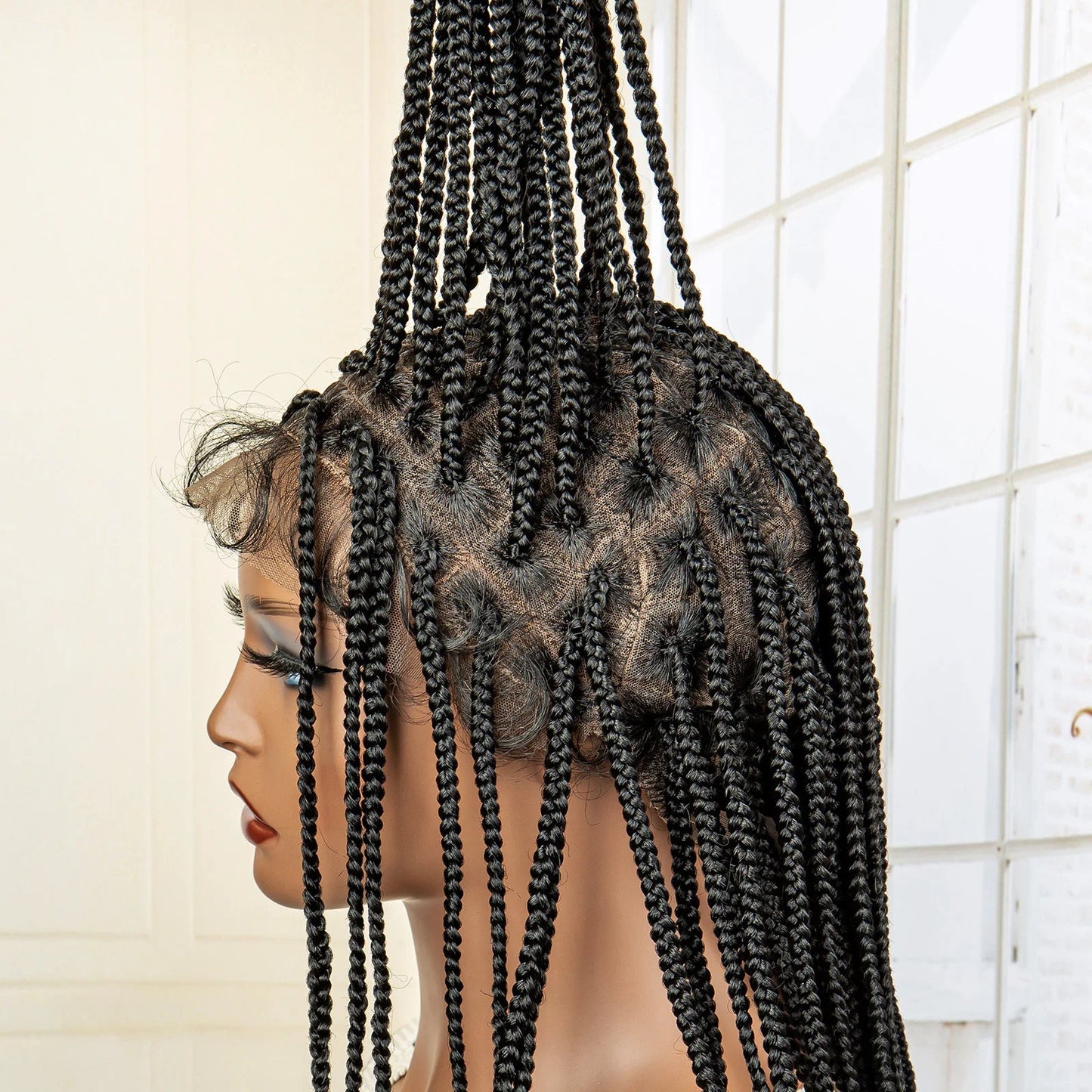 24" Full Lace Knotless Box Braided Wig | Lace Frontal Cornrow Braids | Baby Hair Synthetic Wig for Women Luxegan