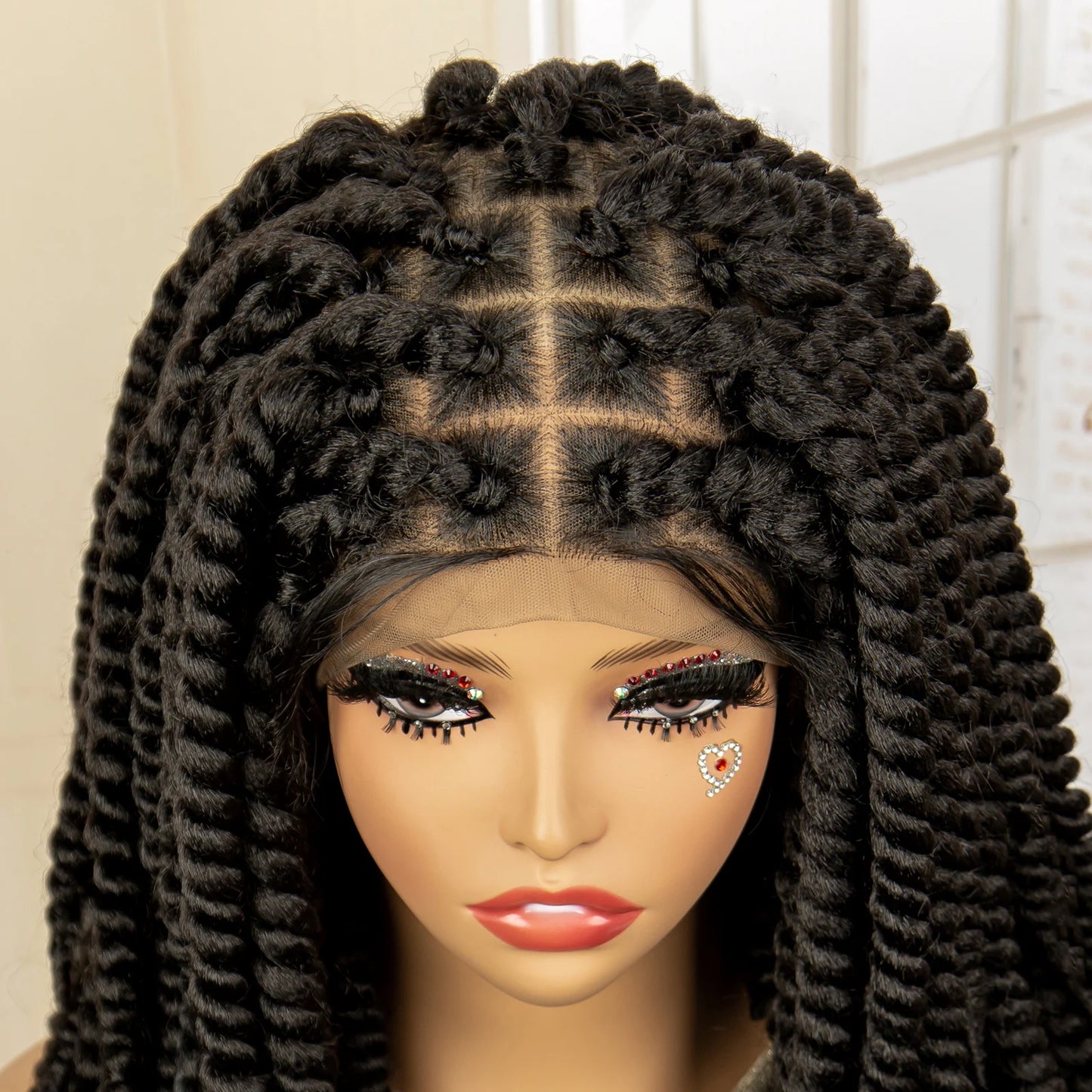 16 Inch Brown Twisted Braided Bob Wig | Full Lace | Kanekalon Fiber | For Black Women