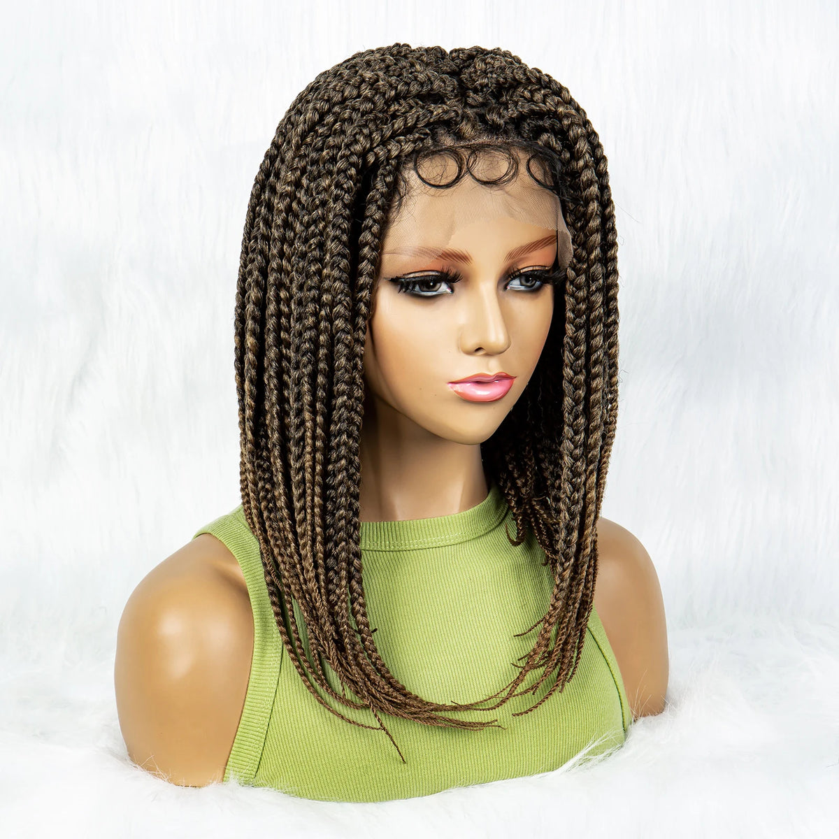 Pelucas trenzadas Bob para mujeres negras Peluca de encaje completo con trenzas estilo cornrow Peluca sintética de encaje frontal con trenzas de caja sin nudos con cabello de bebé