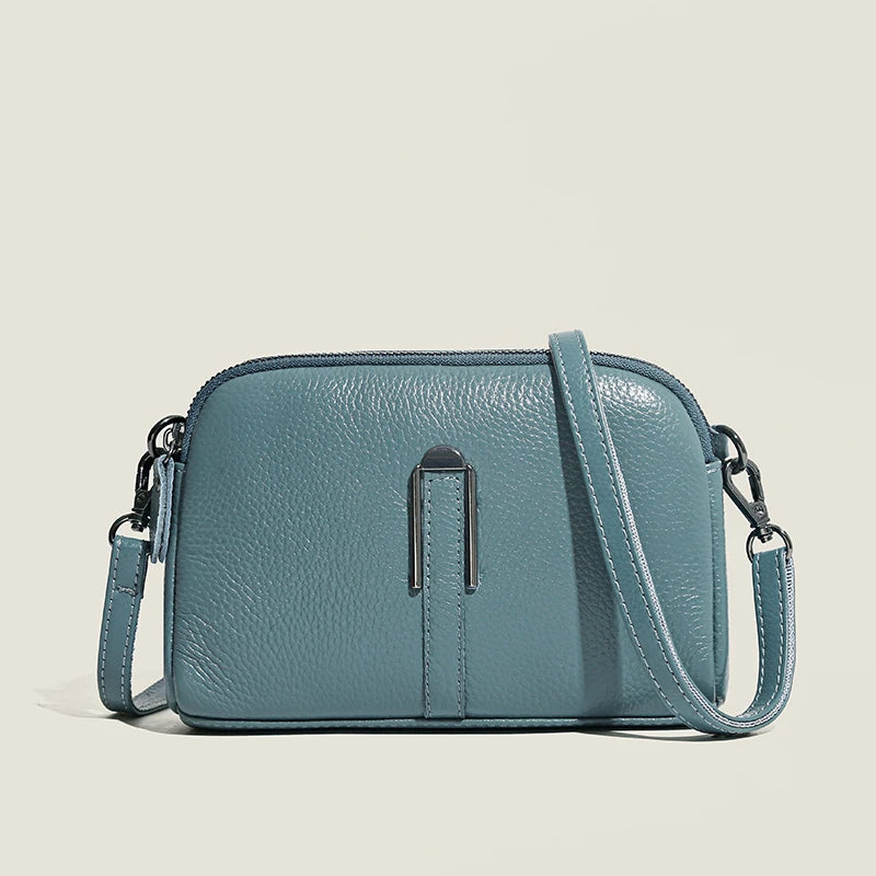 Luxury Genuine Leather Women's Crossbody Bag | Solid Color Shoulder Messenger & Clutch Phone Bag (Soft Cowhide, Sequined) Luxegan