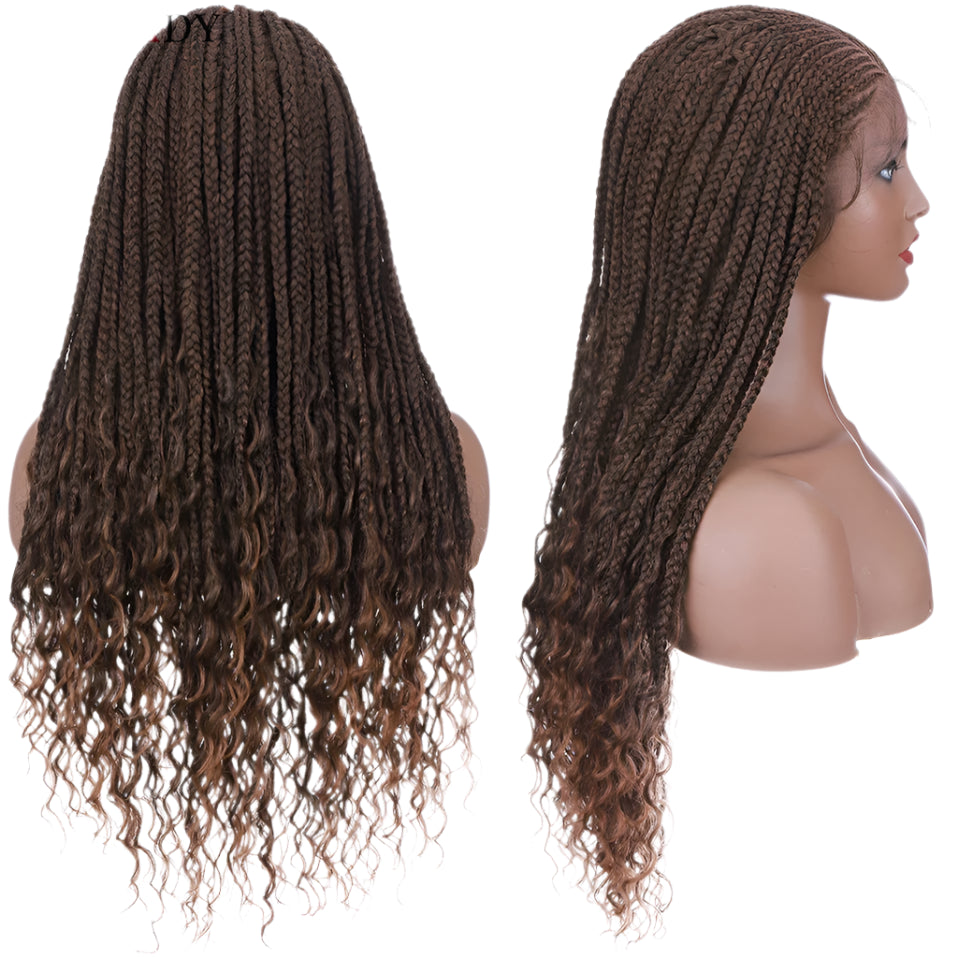 My-Lady Synthetic Braided Wig | 28" Cornrow Braids | Lace Front Wig | Long Curly Ends | Black Women