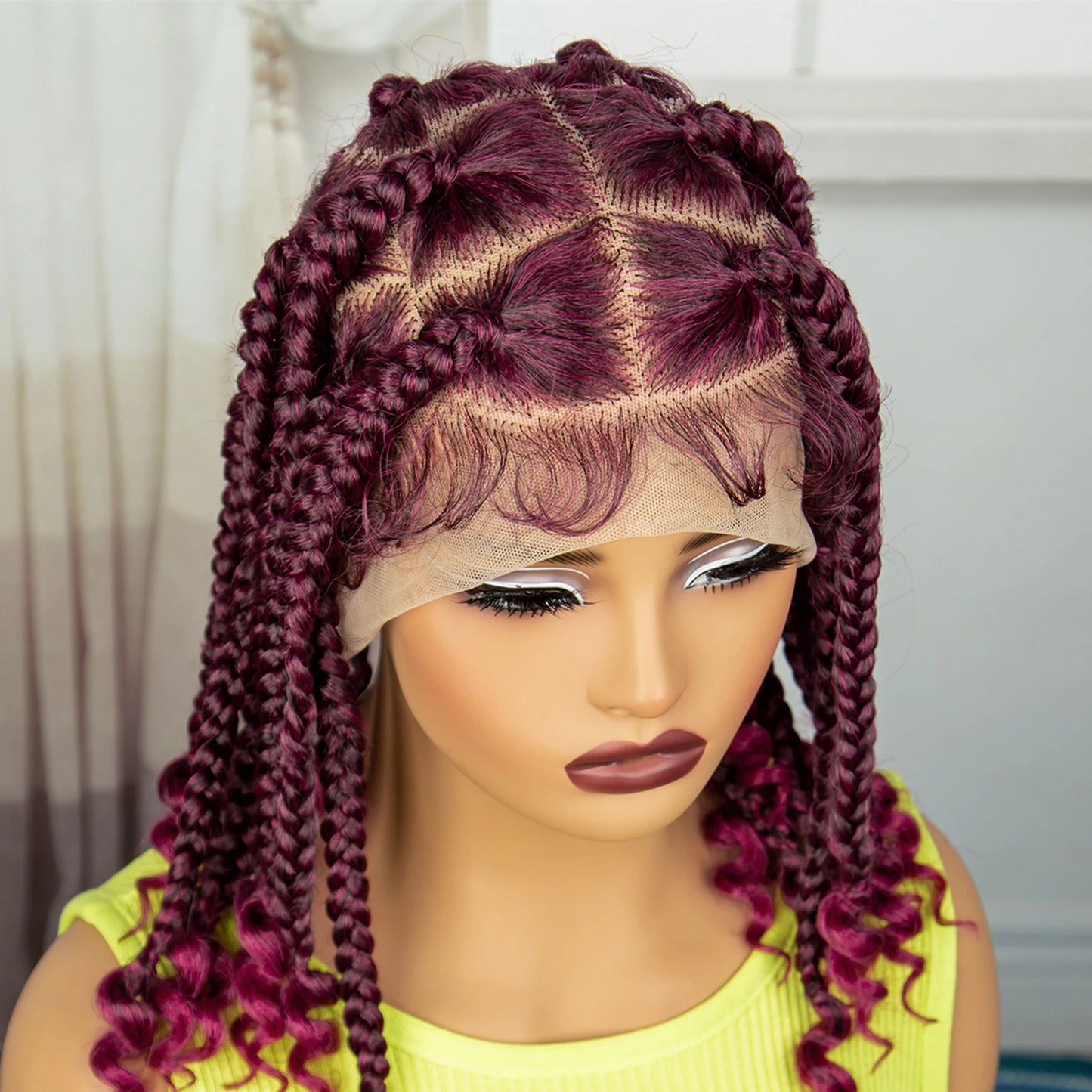 Natural Curly Ends Knotless Braids Wig | Transparent Full Lace | Baby Hair Luxegan