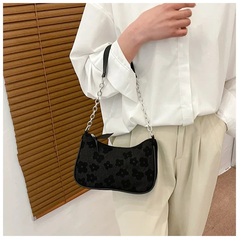 New Fashion Felt Shoulder Bag for Women | Small Casual Underarm Hand Crossbody Bag | Purses and Handbags Luxegan