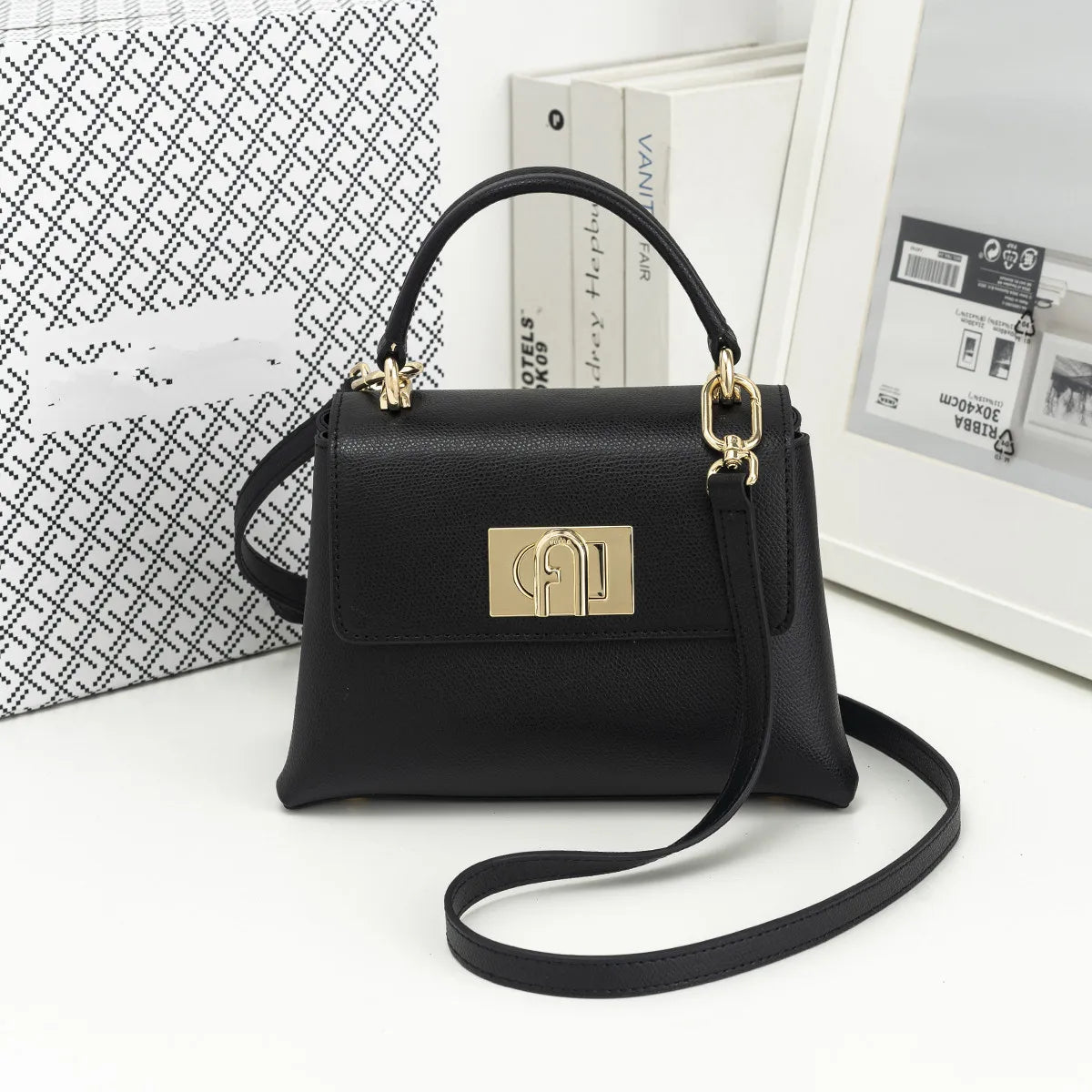 New Genuine Leather Small Square Bag | Natural Cowhide Women's Handbag | Luxurious Commuting Mini Crossbody Bag (Soft Leather) Luxegan