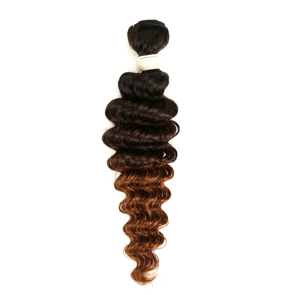Ombre Brazilian Deep Wave Human Hair Bundles | Remy 2 Tone Color T1B/27#, T1B/30#, T1B/99J# (1, 3, or 4 Pcs) Luxegan