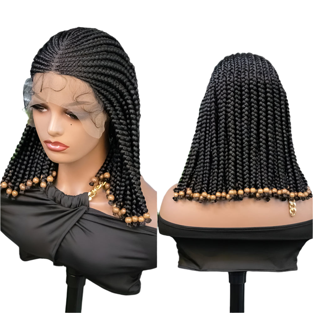 14" Short Braided Bob Wig | Lace Front | Heat Resistant | Black Women Luxegan