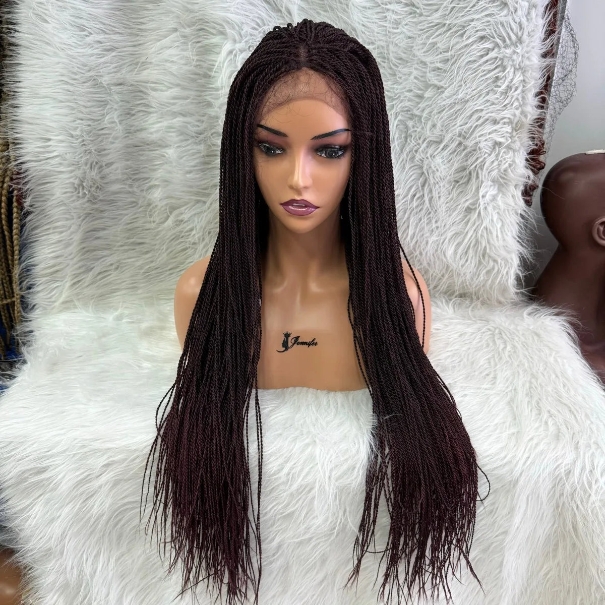 Knotless Box Braids Synthetic Lace Front Wig 28" | Straight | Heat Resistant | Kanekalon Hair | For Black Women