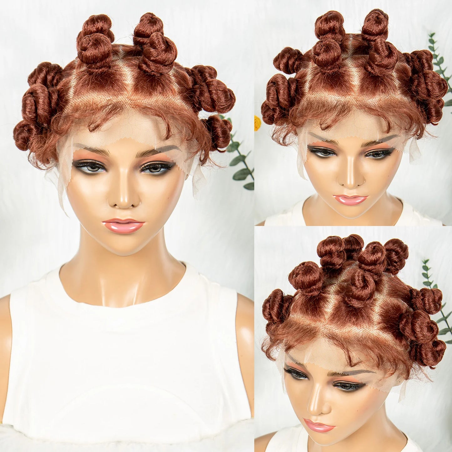 HD Transparent Lace Front Bantu Knots Wig | Synthetic | Full Lace | With Baby Hair | For Black Women - Luxegan