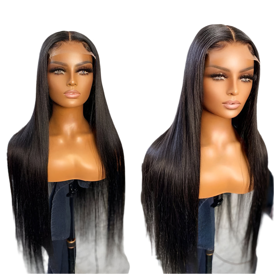 180D Straight Lace Front Wig Human Hair | Pre-Plucked 13x4 Brazilian Remy Frontal Wig (Light Brown Lace) Luxegan