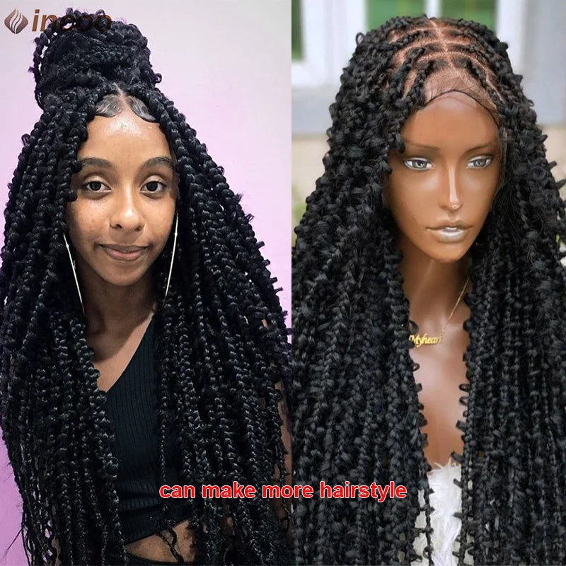 36" Butterfly Locs Crochet Wig | Full Lace Front | Knotless Braids | Baby Hair | Synthetic Luxegan