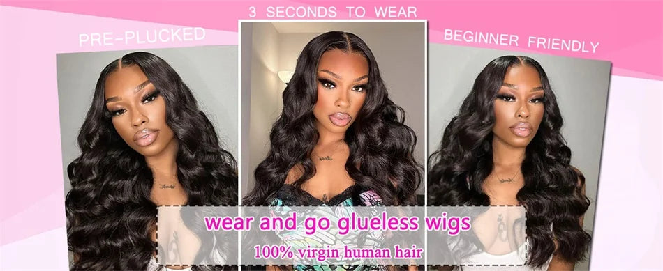 Vietnamese | 100% Human Hair | Bouncy Body Wave | HD Transparent Lace | Glueless | Wear And Go | Pre Plucked | Lace Closure Wigs Luxegan