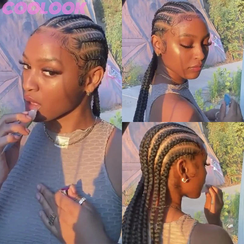 36" Blonde Goddess Braids Wig | Jumbo Plaits | Full Lace Front | Knotless | Handmade Luxegan