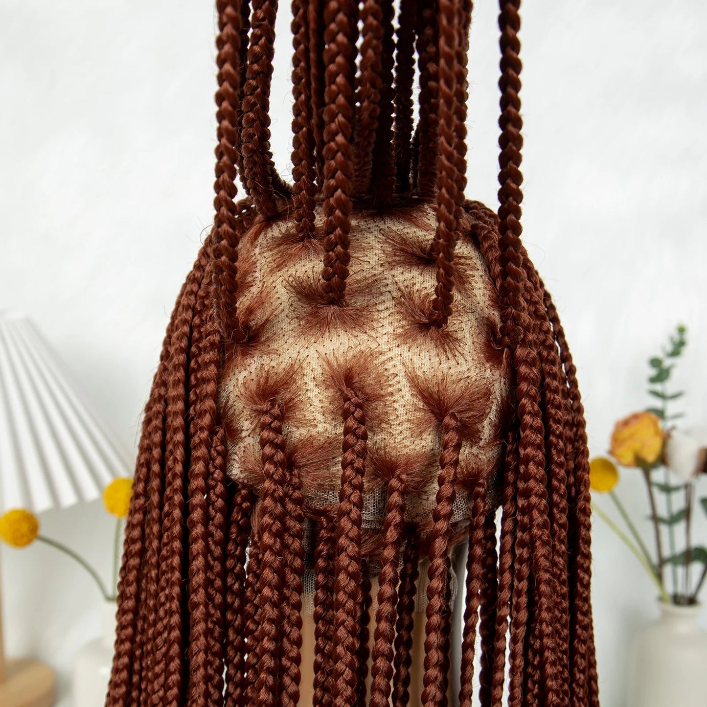 HD Knotless Box Braided Full Lace Wig | Ginger 350# & 613# Blonde | Synthetic Crochet Braids | Black Women Luxegan