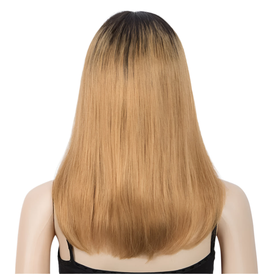 Rebecca Ombre Blonde Brown Straight Bob Wig | T-Part Lace Human Hair Luxegan