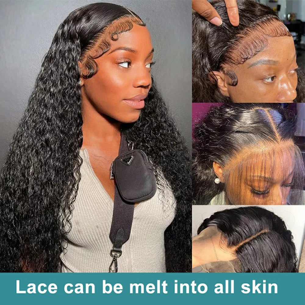 Transparent Deep Wave Lace Frontal Wig | Sophisticated 13x6 & 13x4 French Lace | Elegant "Brazilian Remy" 26+ Inch Length | "Dignified" Pre-Plucked 4x4 Closure Human Hair for Radiant Versatile Styling Luxegan