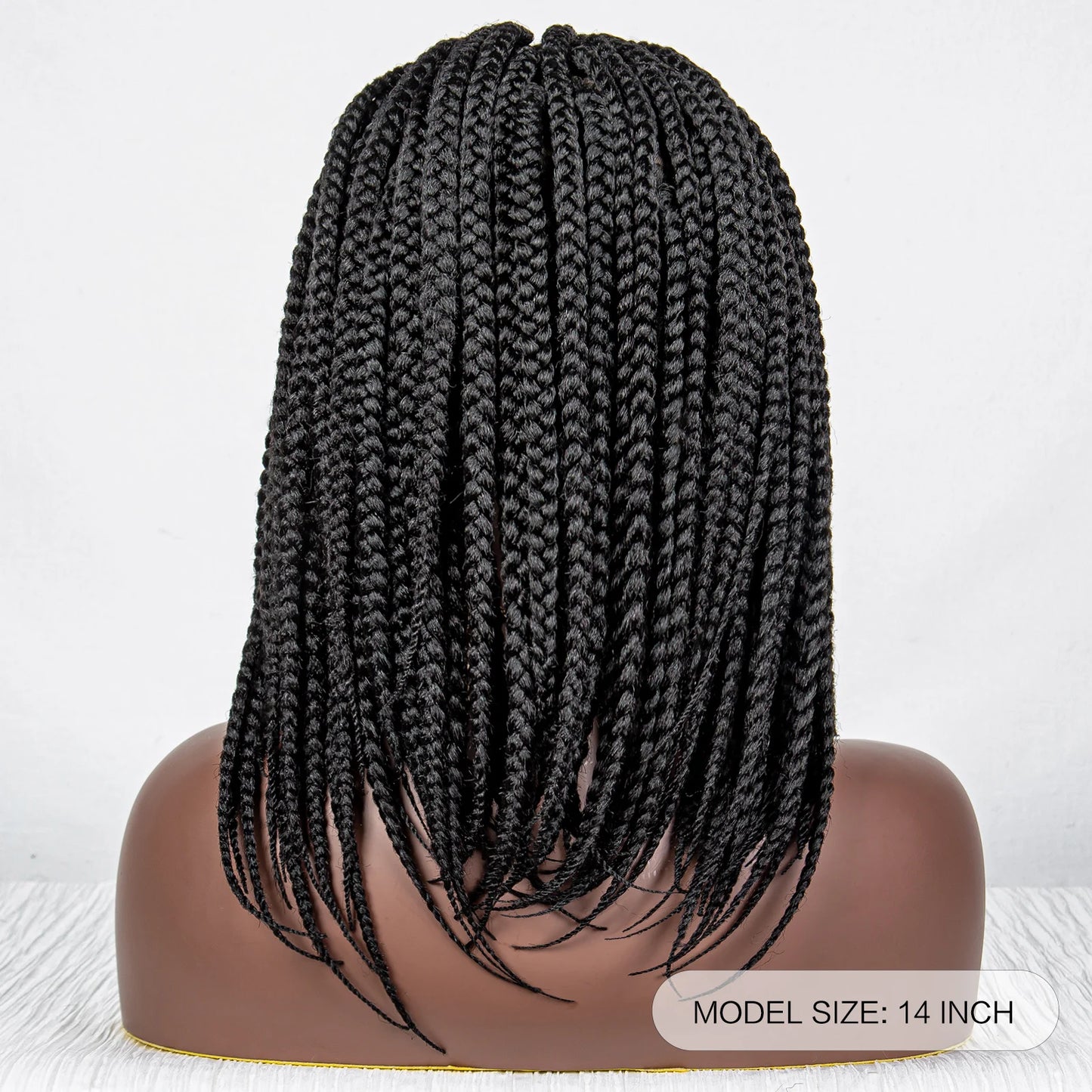 14" Short Bob Knotless Box Braids Wig | Transparent Full Lace Front Luxegan
