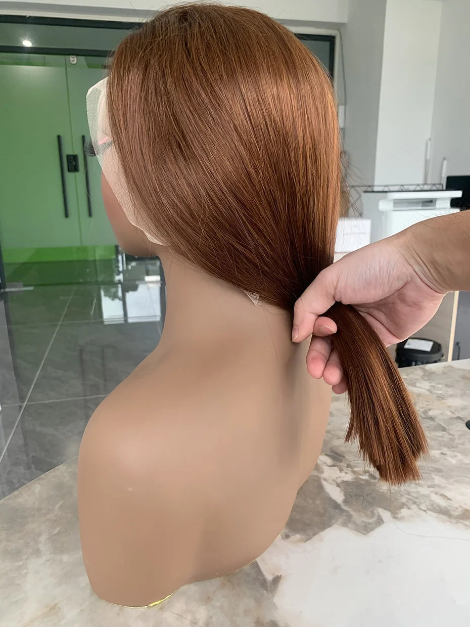 #4 Chocolate Fall Brown Bone Straight Bob Wig | 13x4 Transparent Lace Front Raw Vietnamese Human Hair (250% Density) Luxegan