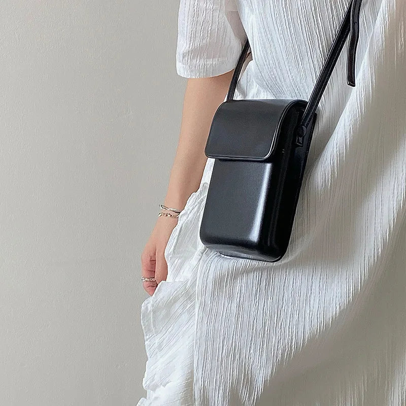 Mini PU Leather Crossbody Bag | Simple Flap Shoulder Purse Luxegan