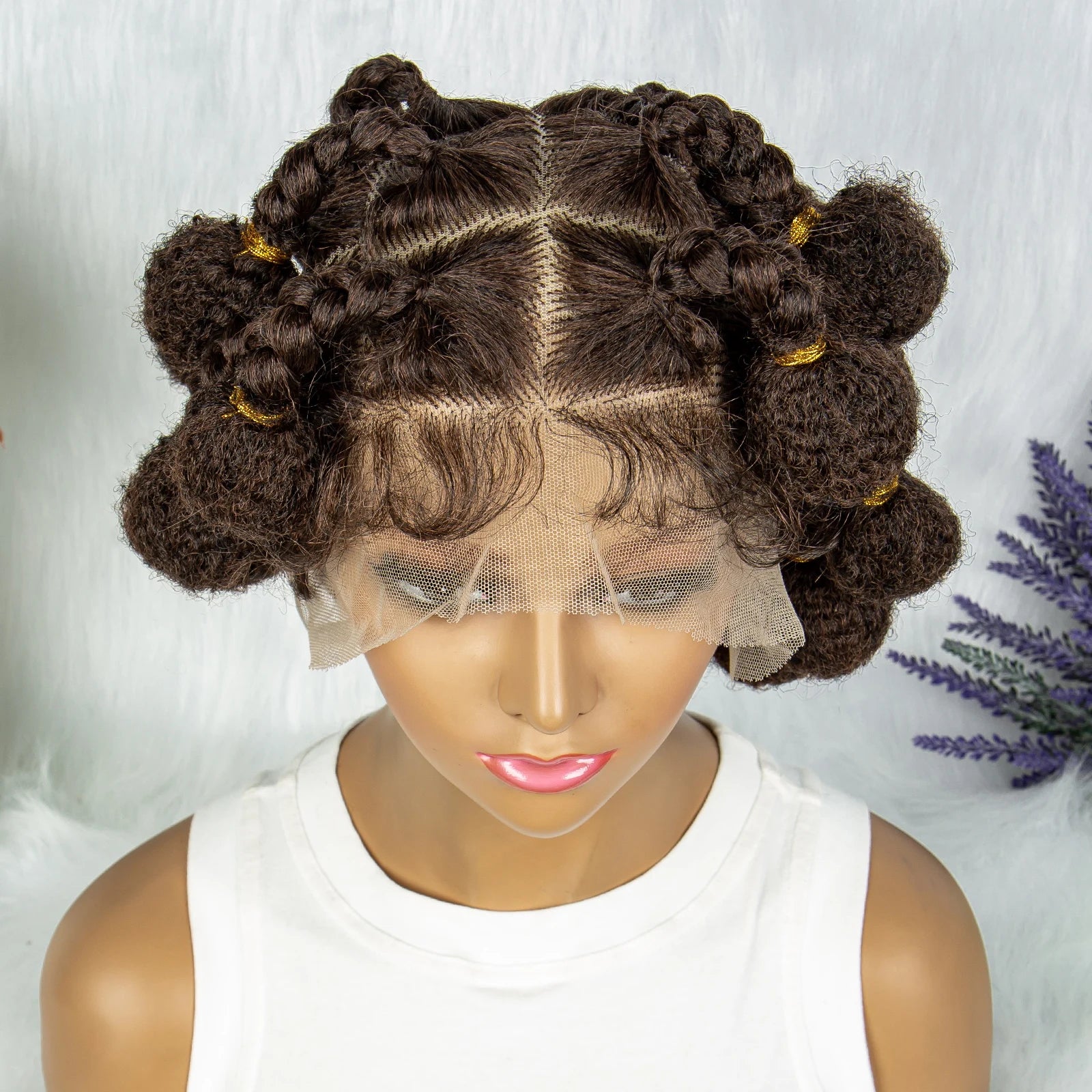 New Style Bantu Knot Knotless Box Braids HD Full Lace Wig | Synthetic Braided Wig for Black Women Luxegan