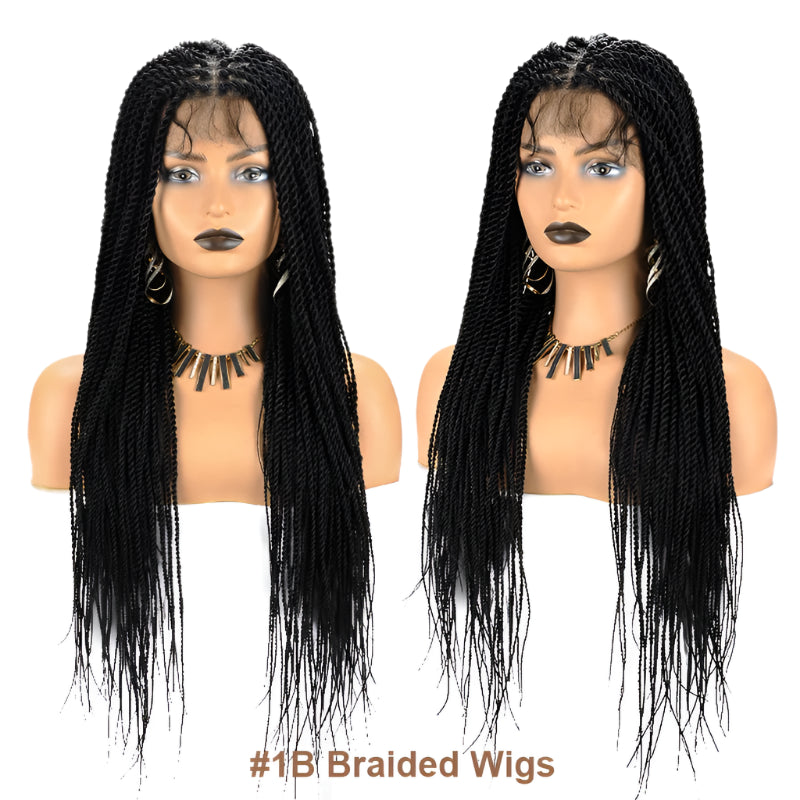 Senegalese Twist & Box Braids Wig | Lace Front | Pre-Plucked | Kanekalon Hair | Black Women