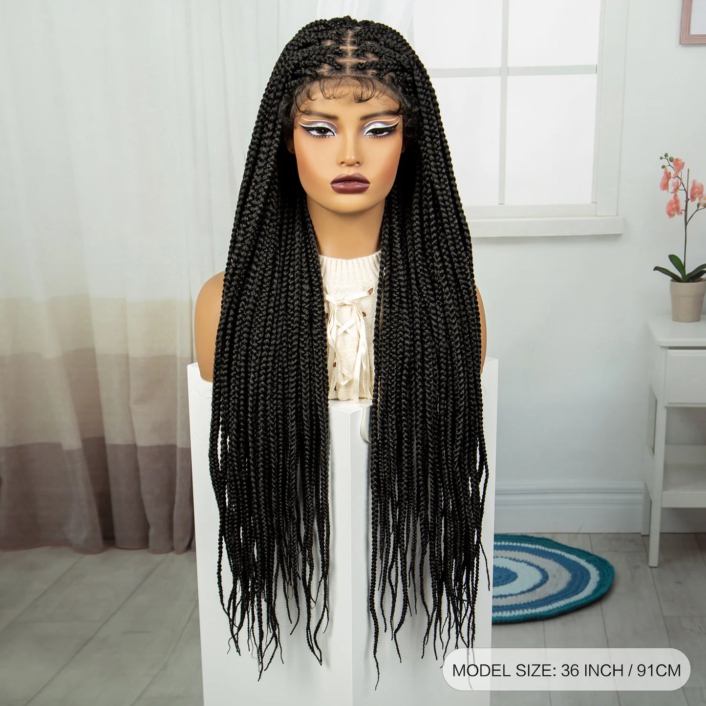 36" Purple & Blonde Knotless Box Braids Wig | Lace Front | Baby Hair Luxegan