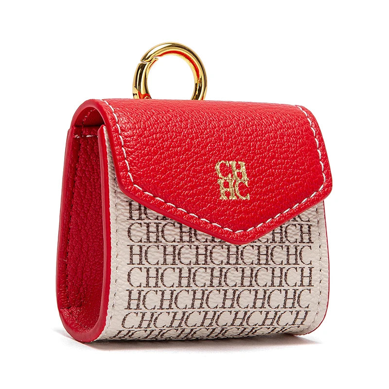 Unisex Mini Fashion Coin Purse | Sophisticated PU Leather Earphone & Key Bag | Compact Square Letter Print Wallet | Portable Hasp-Closure Accessory Bag Luxegan