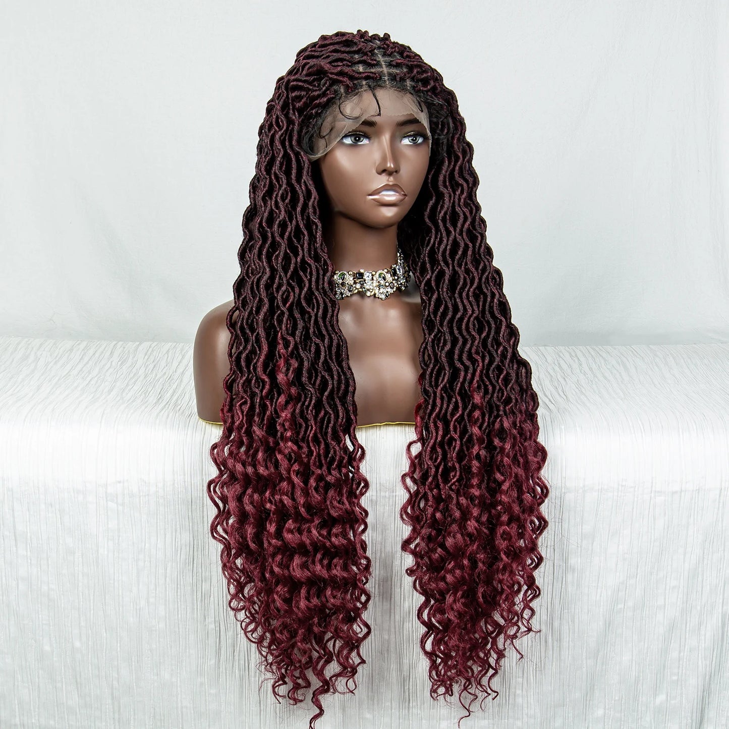 Colorful Dreadlocks & Water Wave Braids Wig | Lace Front | Baby Hair Luxegan