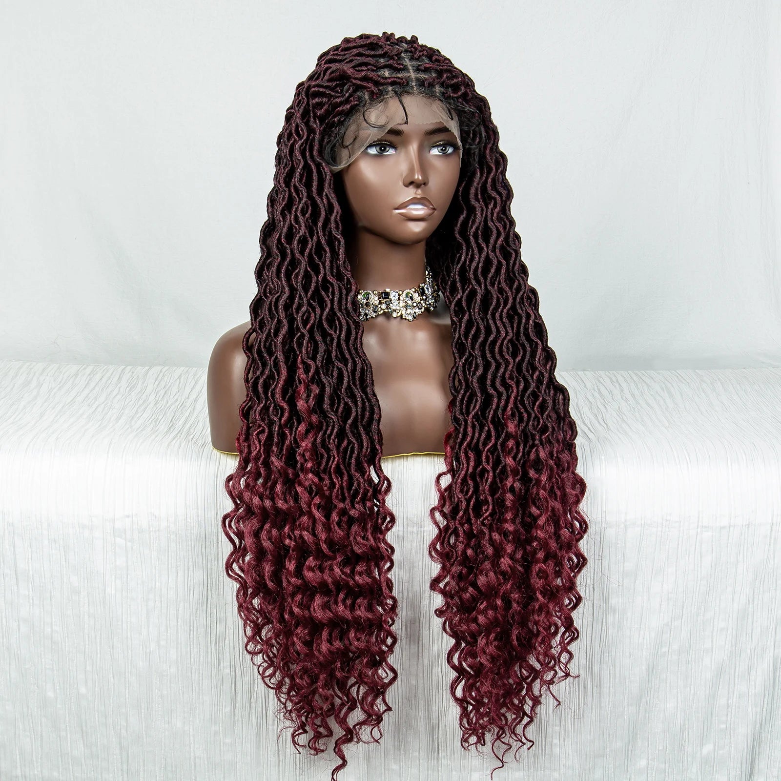 Colorful Dreadlocks & Water Wave Braids Wig | Lace Front | Baby Hair Luxegan