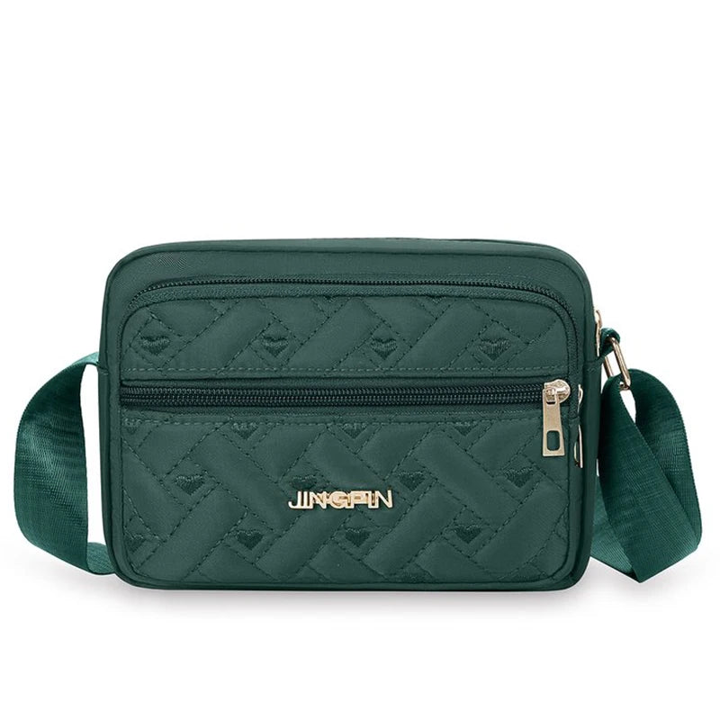 Middle-aged Women's Crossbody Bag | Multi-layer Embroidered Nylon Handbag Luxegan