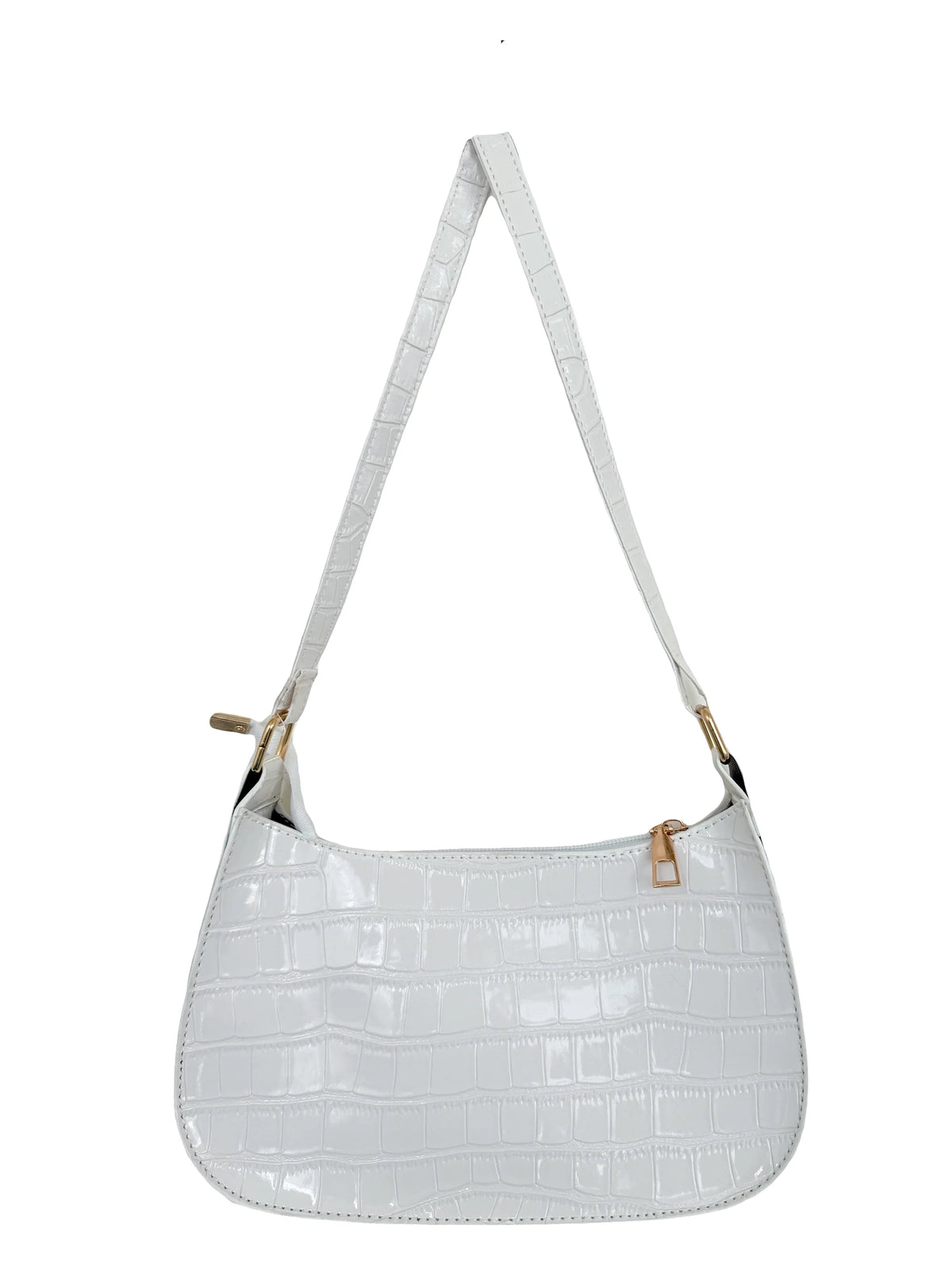 Hard Patent PU Leather Baguette Bag | Vintage Designer Hobos Underarm Bag Luxegan